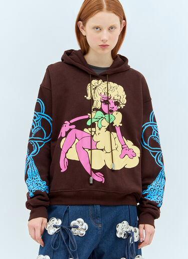 Chopova Lowena Screen Printed Hooded Sweatshirt Brown cho0258009