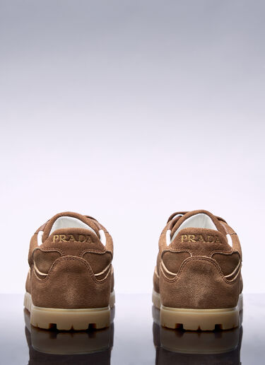 Prada Downtown Delavé Suede Sneakers Brown pra0258033