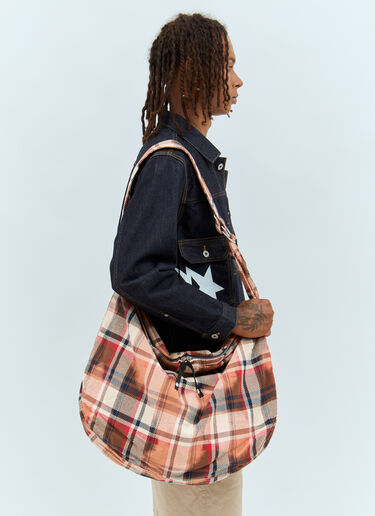 A BATHING APE® Bleached Bape Check Crossbody Bag Orange aba0156017