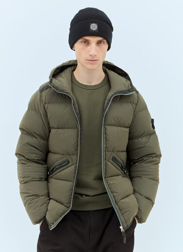 Stone Island 로고 패치 비니 햇 블랙 sto0158064