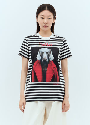 Max Mara Striped Dog T-Shirt Cream max0257015