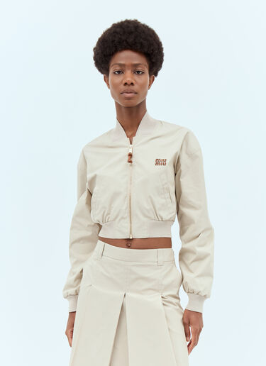 Miu Miu Panama Cotton Bomber Jacket Beige miu0257013