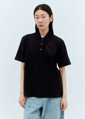 Moncler Logo Patch Polo Shirt Black mon0257012