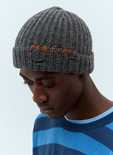 Marni Wool Beanie Hat Grey mni0157012