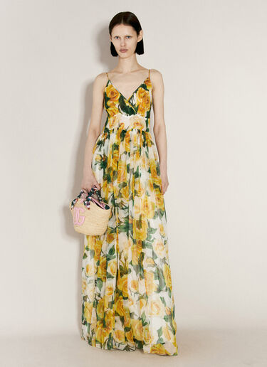 Dolce & Gabbana Silk Chiffon Maxi Dress Yellow dol0255013