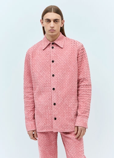 Bottega Veneta Intrecciato Suede Shirt Pink bov0157003