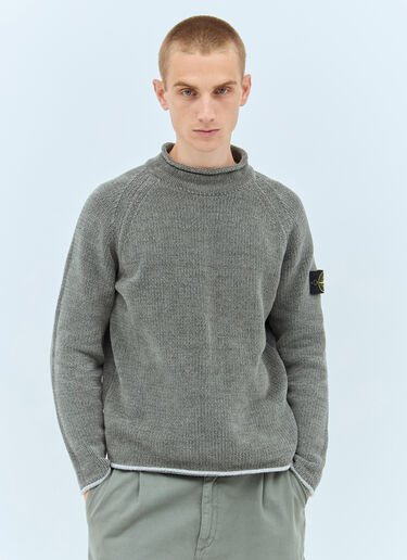 Stone Island Logo Patch Sweater Green sto0158036