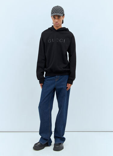 Gucci Crystal Logo Hooded Sweatshirt Black guc0158013