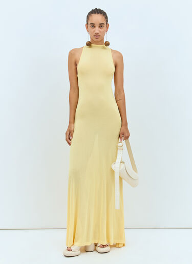 Jacquemus La Robe Maille Sculta Dress Yellow jac0258003