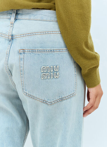 Miu Miu Logo Patch Jeans Blue miu0358002