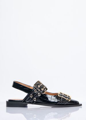 Diesel Feminine Buckle Ballerina Flats Black dsl0356005