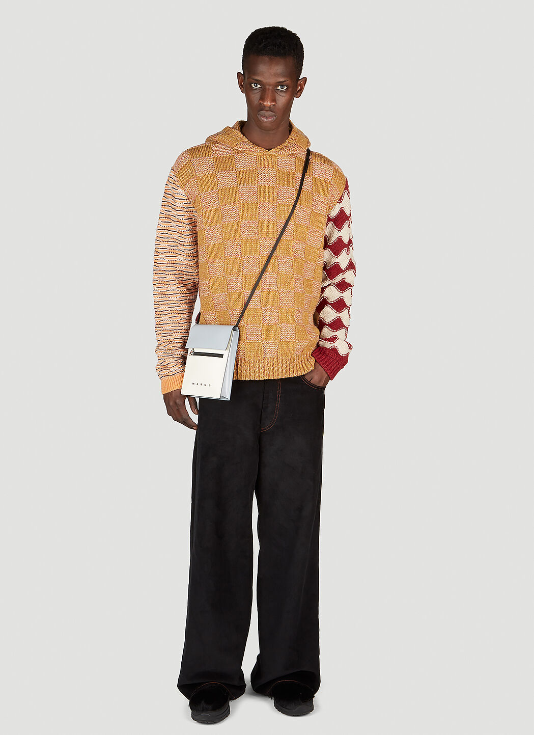 Marni Men's Multi Panel Chequerboard Sweatshirt in Orange | LN-CC®