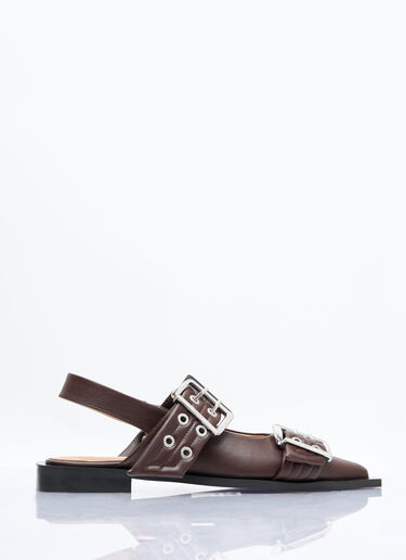 GANNI Feminine Buckle Ballerina Flats Brown gan0257038