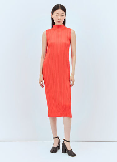 Pleats Please Issey Miyake April Midi Dress Orange plp0257001