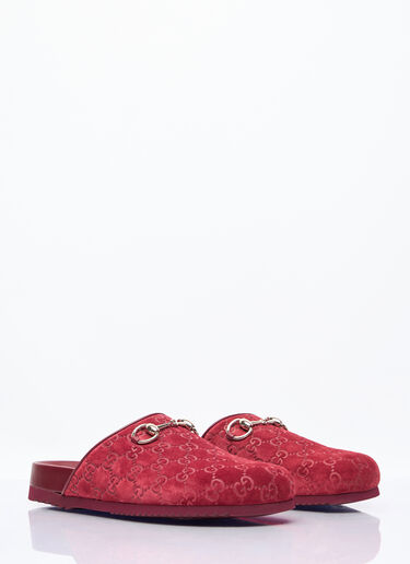 Gucci Horsebit Suede Mules Red guc0257057