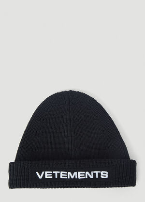 VETEMENTS Logo Beanie Hat Black vet0156013