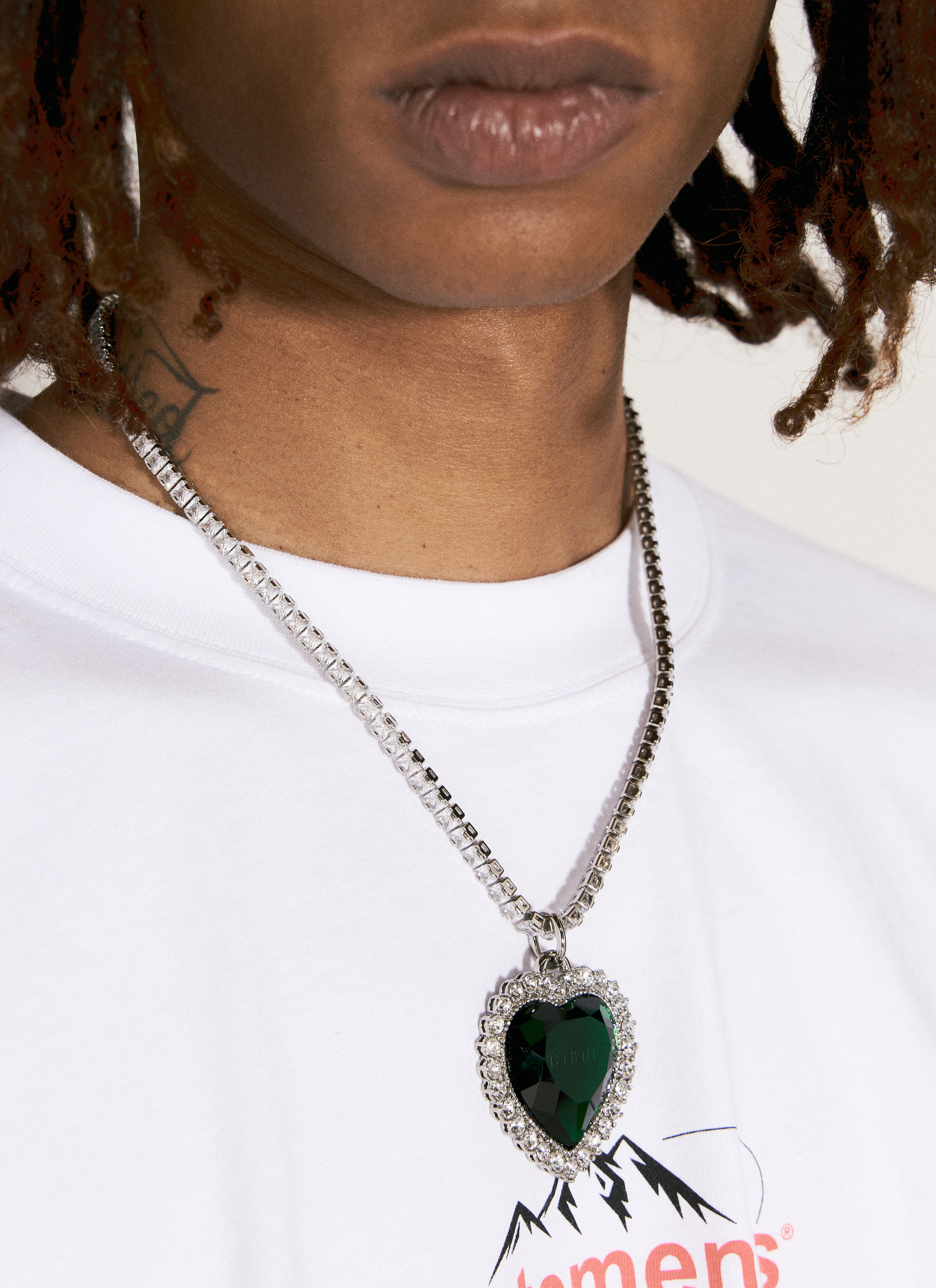 Vivienne Westwood Crystal Heart Necklace Silver vww0356009