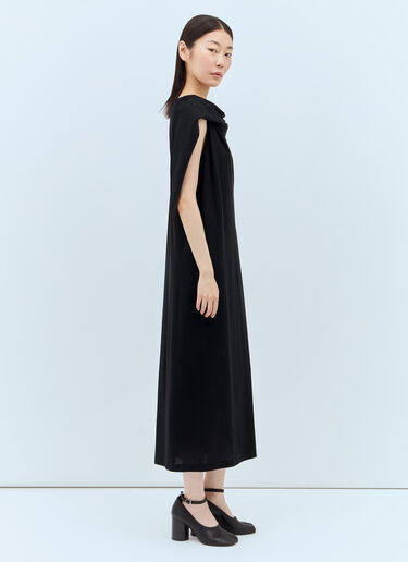 Issey Miyake Draped Neckline Midi Dress Black ism0257003