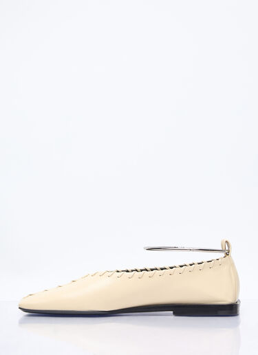 Jil Sander Leather Ballerina Flats Cream jil0256016