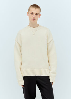 Jil Sander Heavy-Knit Crewneck Sweater White jil0155019