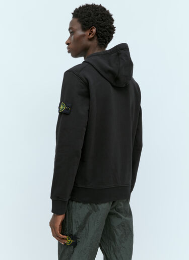 Stone Island Logo Patch Hooded Sweatshirt Black sto0156063