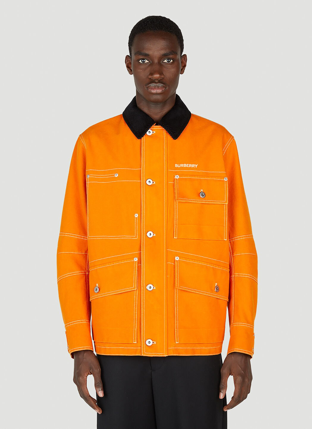 Burberry Collared Utility Jacket Orange Black