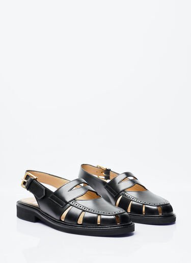 Thom Browne Cut-Out Slingback Loafer Sandals Black thb0156009