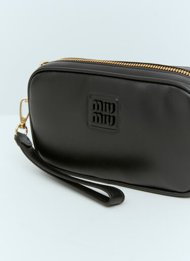 Miu Miu Embossed Logo Leather Pouch Black miu0254049
