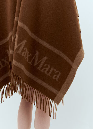 Max Mara Wool Cloak With Fringes Brown max0257035