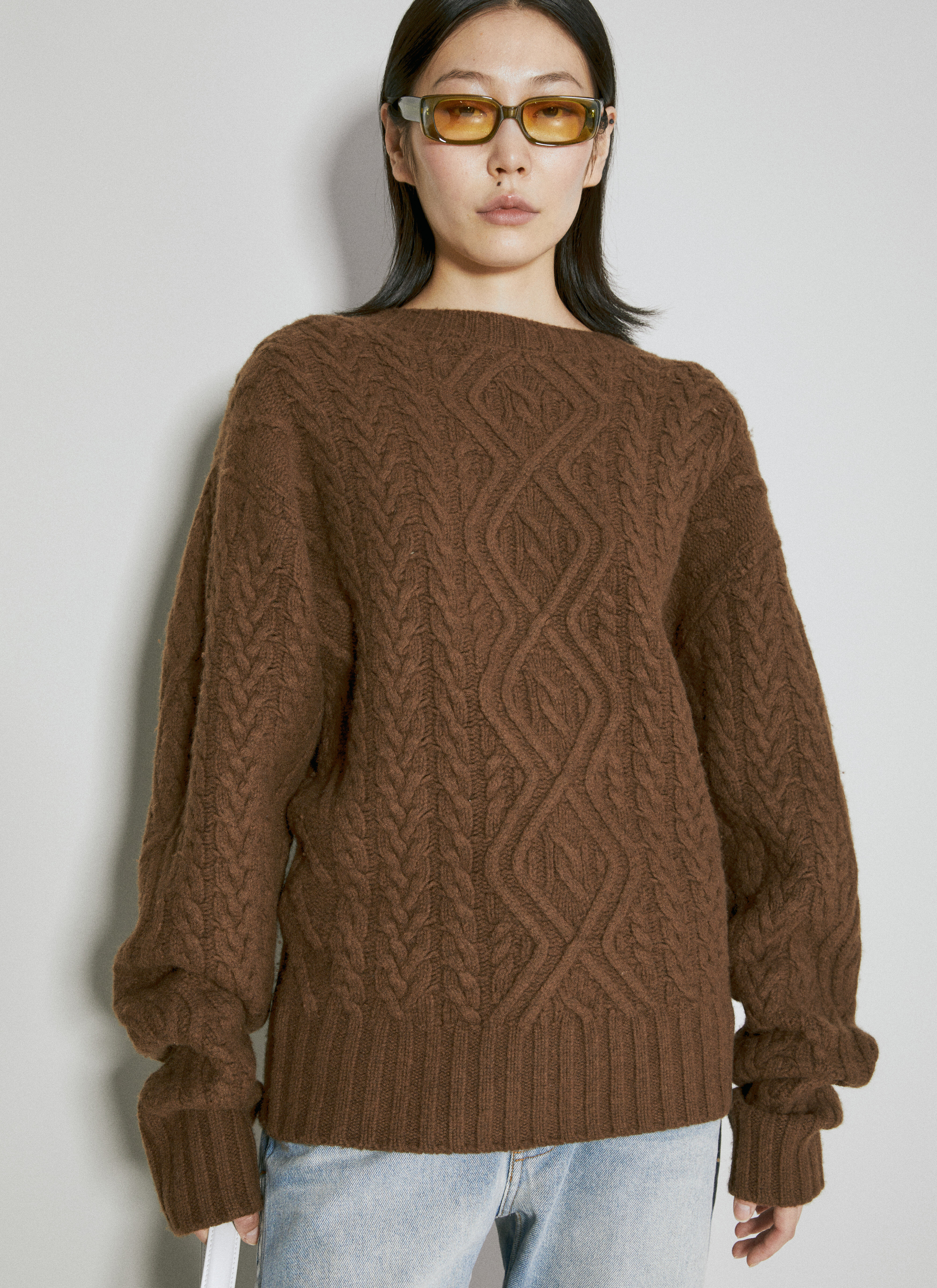 Martine Rose Wool Cable Knit Sweater Blue mtr0255004