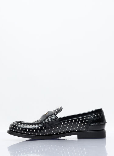 Miu Miu Studded Leather Loafers Black miu0257015