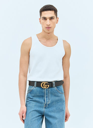 Gucci GG Grained-Leather Belt Black guc0141050