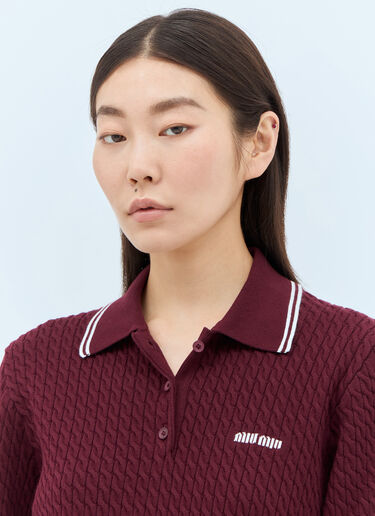 Miu Miu Cable Knit Polo Shirt Red miu0257003