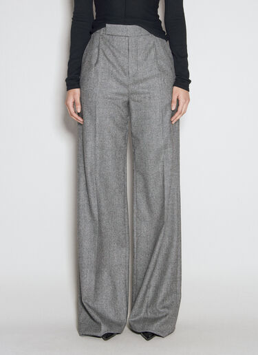 Saint Laurent Prince Of Wales Flared Pants Grey sla0253008