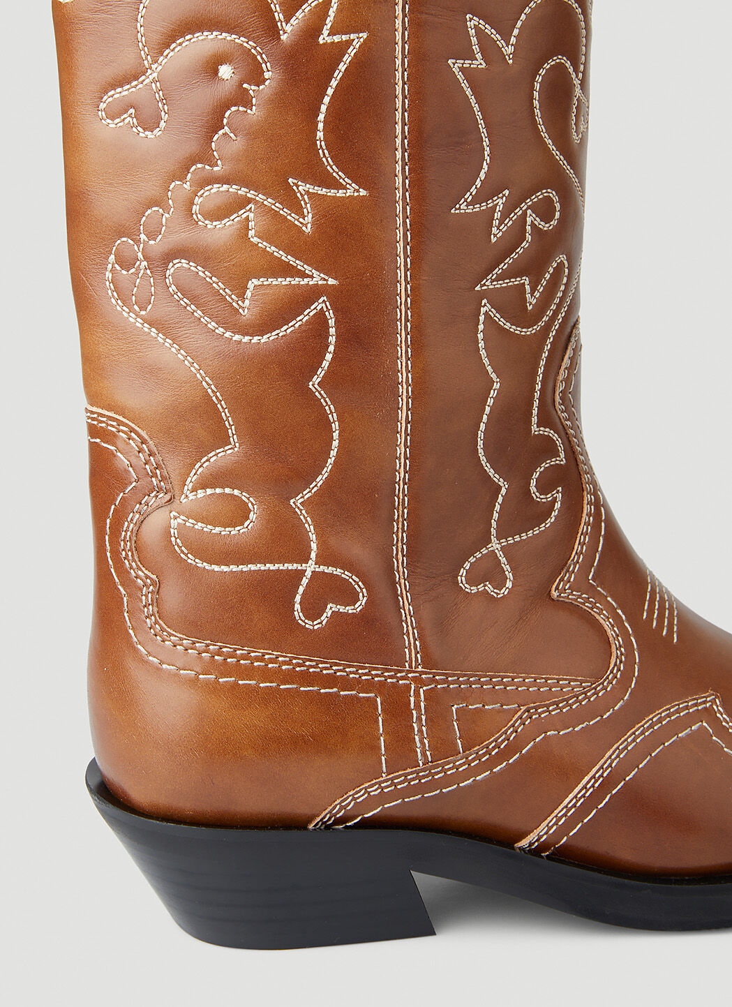 GANNI Knee High Embroidered Western Boots in Brown | LN-CC®