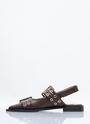 GANNI Feminine Buckle Ballerina Flats Brown gan0257038