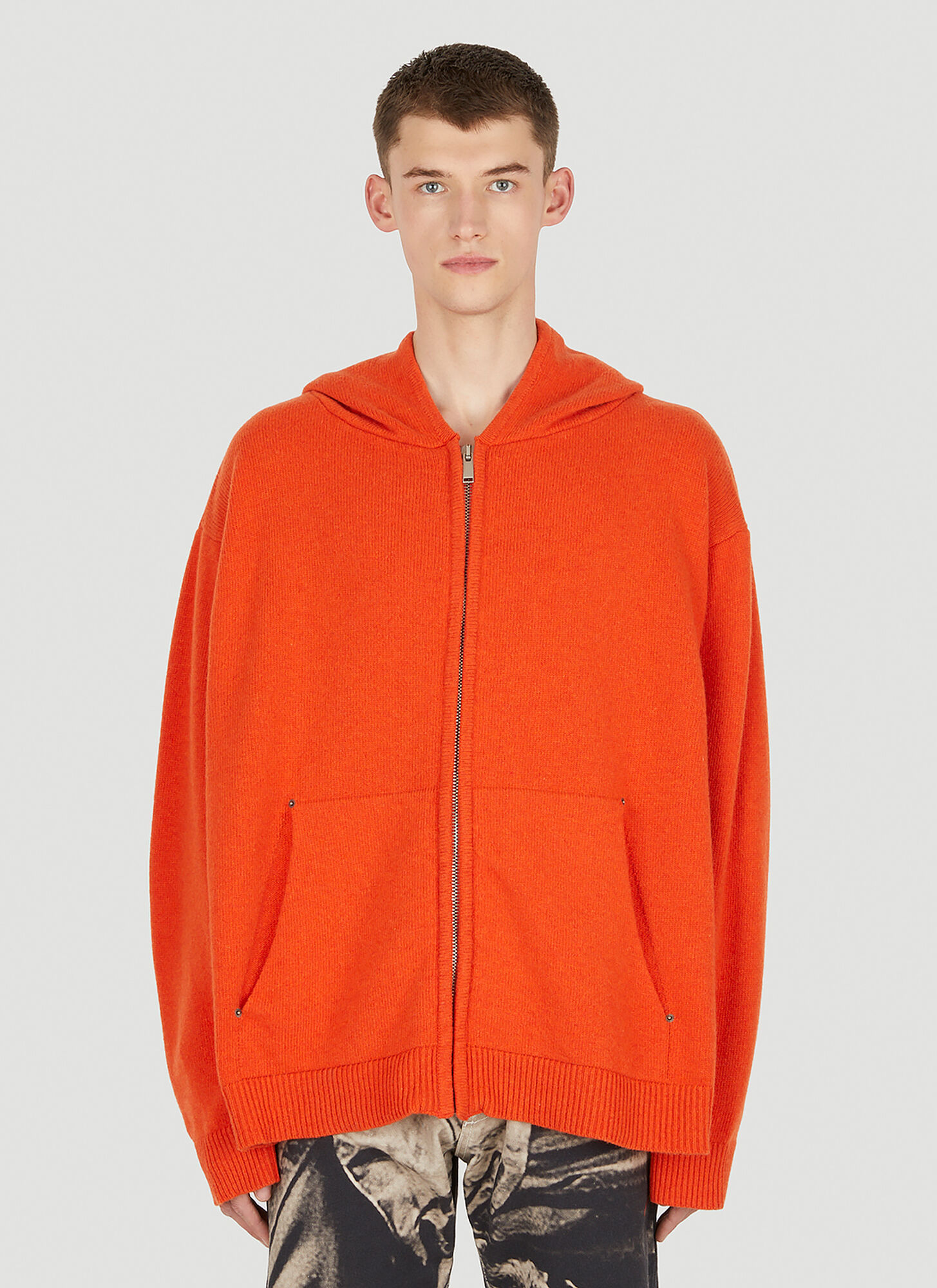 424 Knitted Hooded Jumper Male Orange