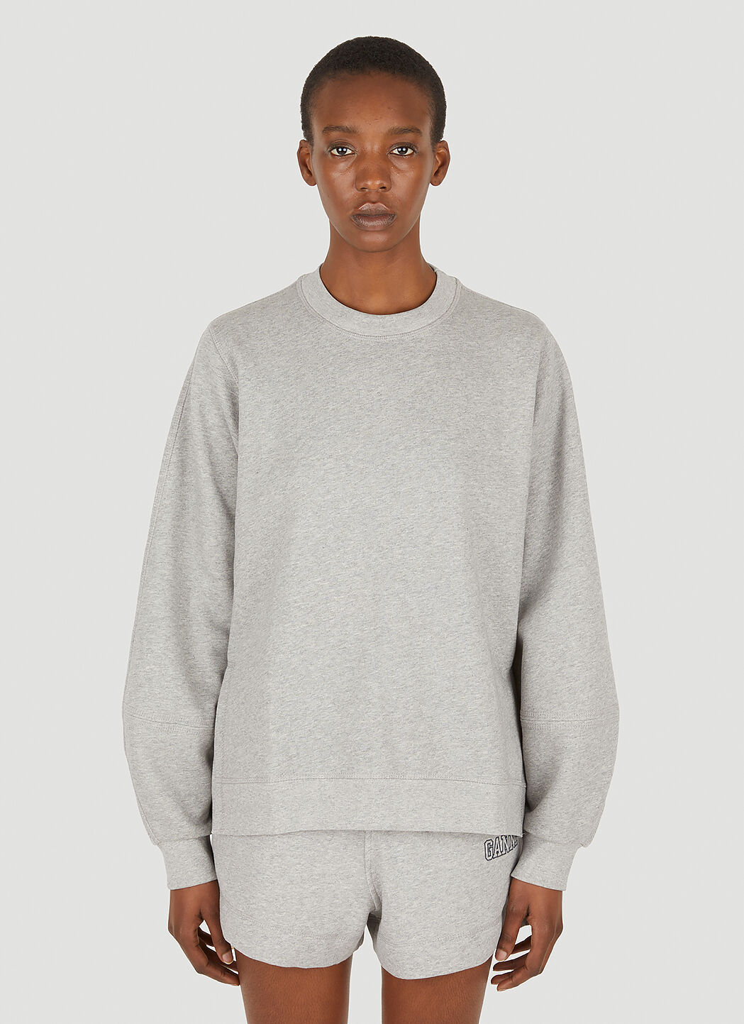GANNI Puff Sleeve Sweatshirt in Grey | LN-CC
