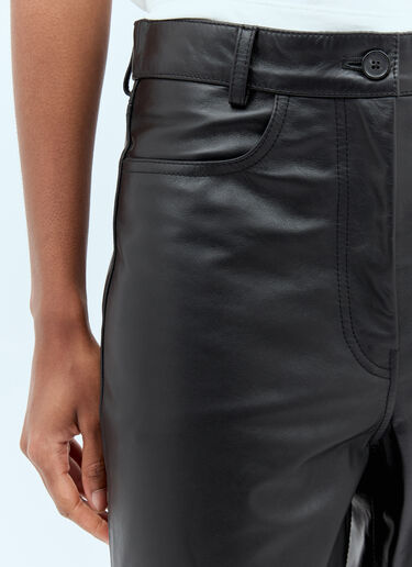 TOTEME Straight Leather Pants Black tot0257016