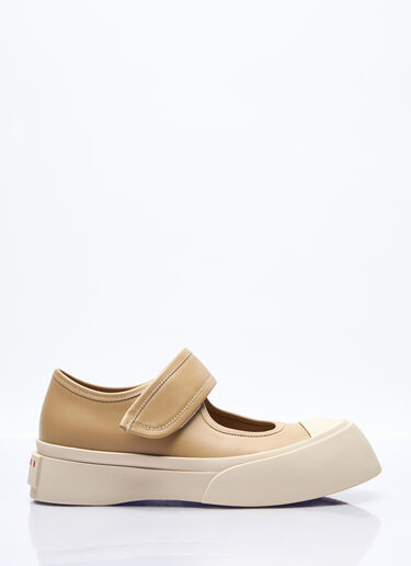 Marni Leather Mary Jane Shoes Beige mni0257022