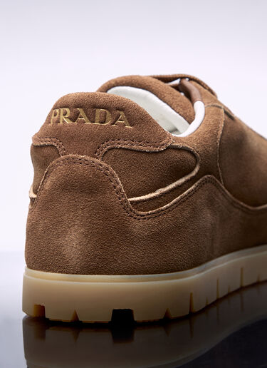 Prada Downtown Delavé Suede Sneakers Brown pra0258033