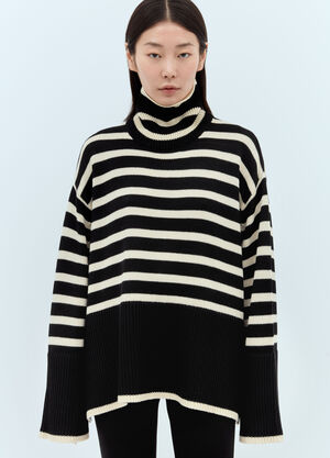 TOTEME Signature Stripe Roll Neck Sweater White tot0257033