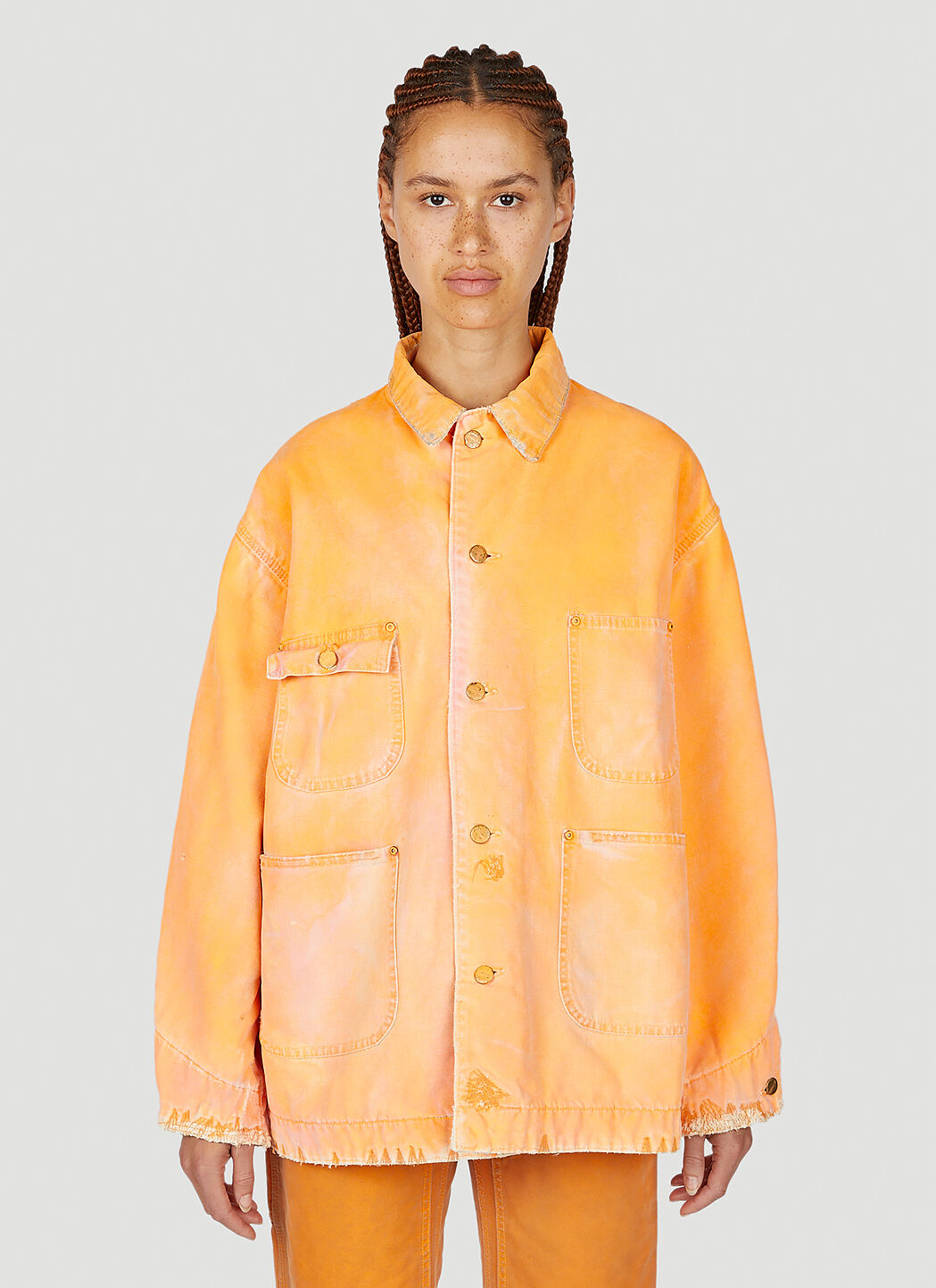 NOTSONORMAL Washed Chore Jacket in Orange | LN-CC®