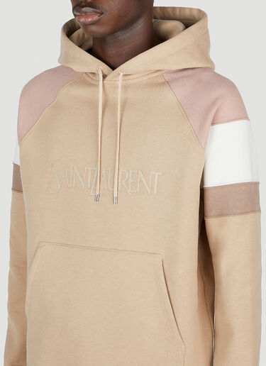 Saint Laurent Logo Embroidery Hooded Sweatshirt Beige sla0151014