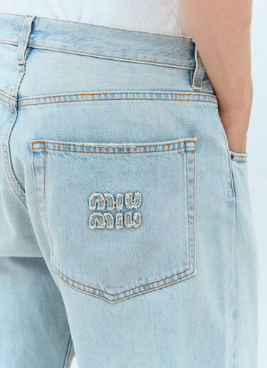 Miu Miu Logo Patch Jeans Blue miu0358002