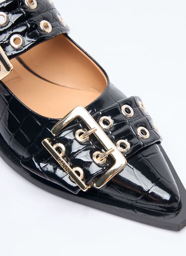 Ganni Feminine Buckle Ballerina Flats Black gan0258050