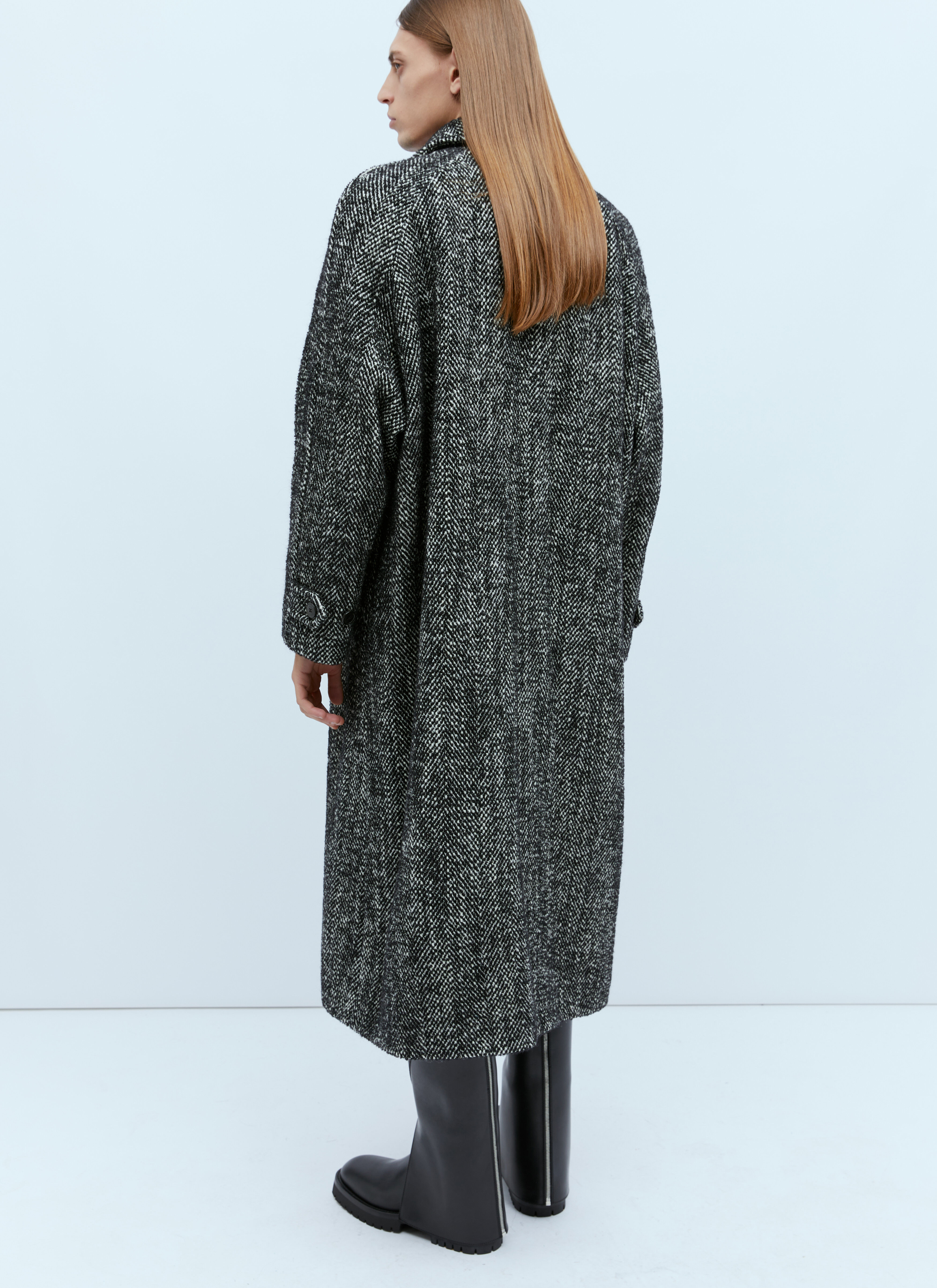 Dries Van Noten Men's Marled Long Wool Coat in Grey | LN-CC®