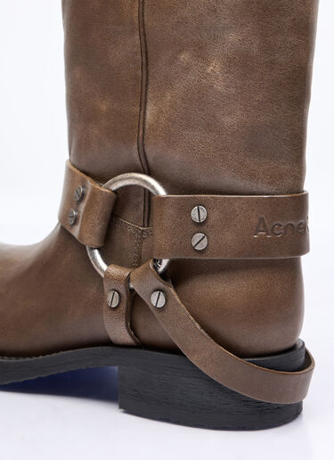 Acne Studios Leather Buckle Boots Brown acn0257009