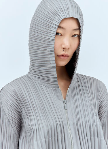 Pleats Please Issey Miyake Pleated Hooded Sweatshirt Grey plp0257035