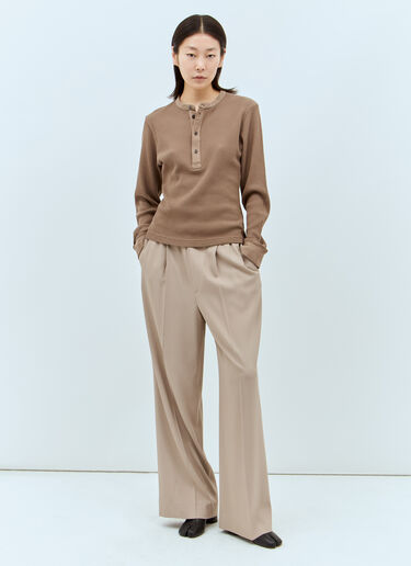 Acne Studios Waffle Knit Button-Up Top Brown acn0257022